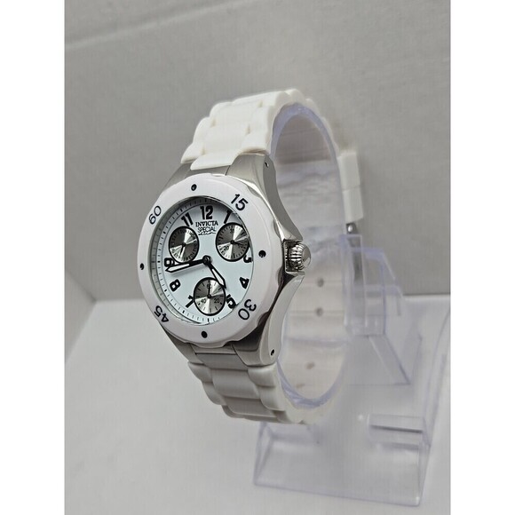 Invicta Couture Angel White Silicone Multifunction Watch 40mm Quartz New Battery main image 4